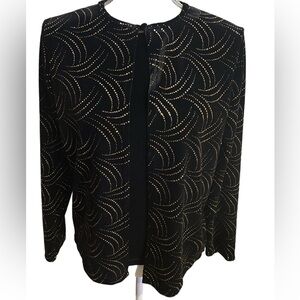 Notations Women’s 2 In 1 Top Size Small Black Velvet/velour With Gold Glitter